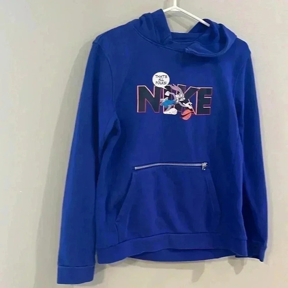 [M][YouthXL] Mens / Youth Nike Dri-Fit  Standard Issue x Space Jam Blue Hoodie - Picture 3 of 9